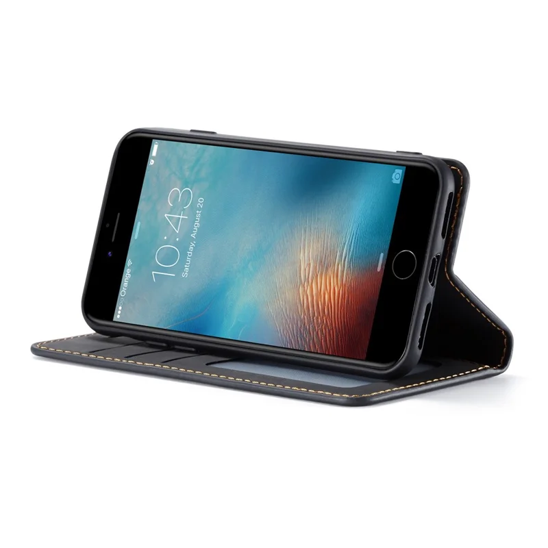 FORWENW Fantasy Series Silky Touch Leather Wallet Cover for iPhone 7/8/SE (2020)/SE (2022) - Black