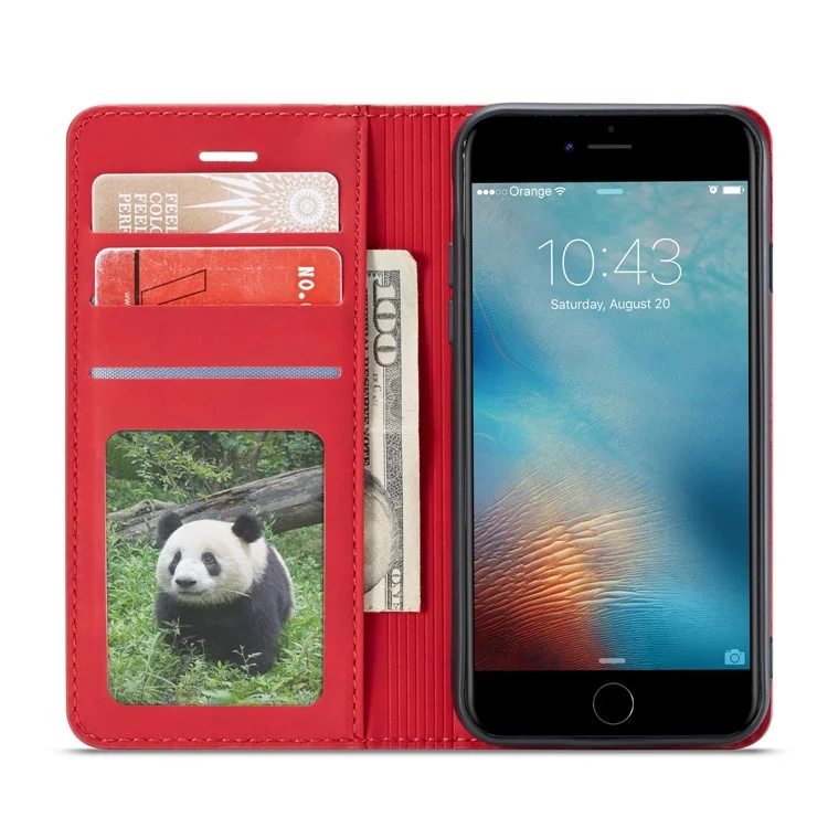 FORWENW Fantasy Series Silky Touch Leather Wallet Phone Case for iPhone 7/8/SE (2020)/SE (2022) - Red