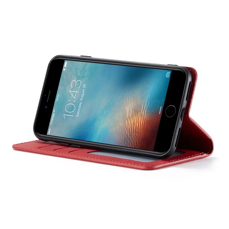 FORWENW Fantasy Series Silky Touch Leather Wallet Phone Case for iPhone 7/8/SE (2020)/SE (2022) - Red