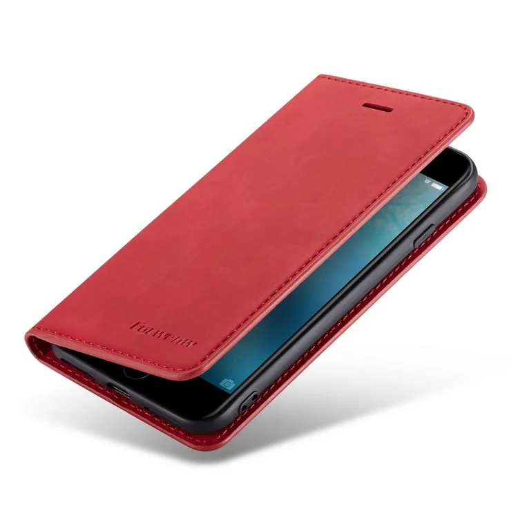 FORWENW Fantasy Series Silky Touch Leather Wallet Phone Case for iPhone 7/8/SE (2020)/SE (2022) - Red