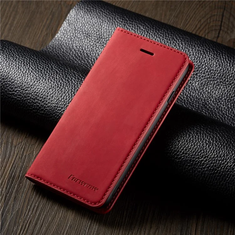 FORWENW Fantasy Series Silky Touch Leather Wallet Phone Case for iPhone 7/8/SE (2020)/SE (2022) - Red