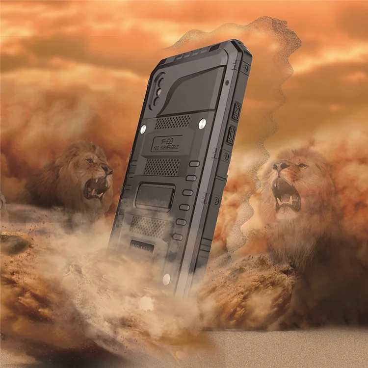 Potente custodia in metallo IP68 impermeabile, antiurto, anti-neve e anti-sporco per iPhone XS / X 5,8 pollici - Nero