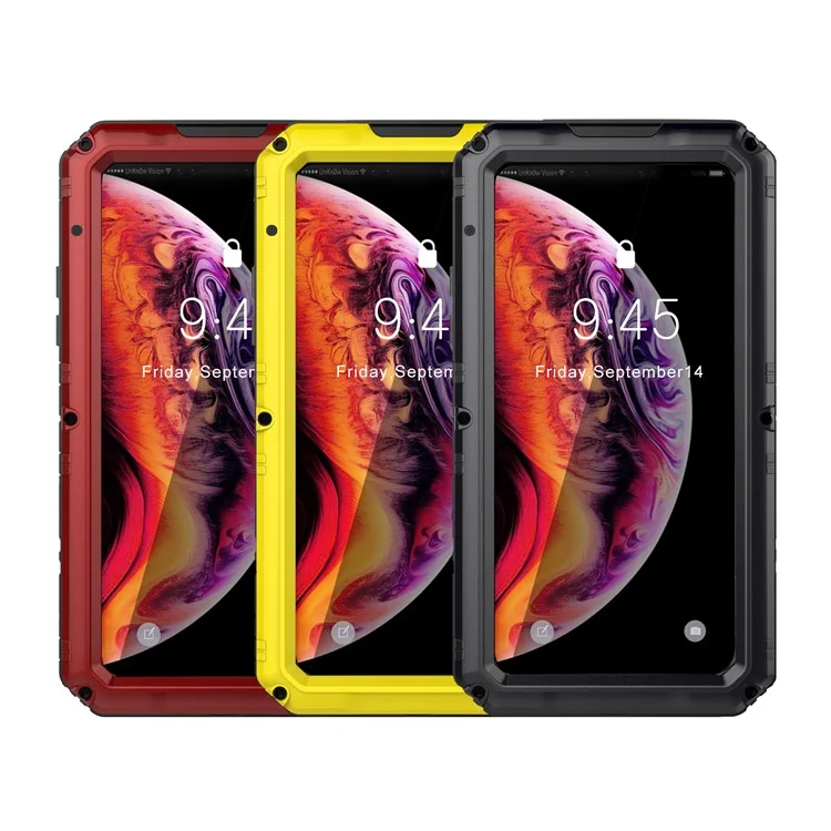 Potente custodia in metallo IP68 impermeabile, antiurto, anti-neve e anti-sporco per iPhone XS / X 5,8 pollici - Nero