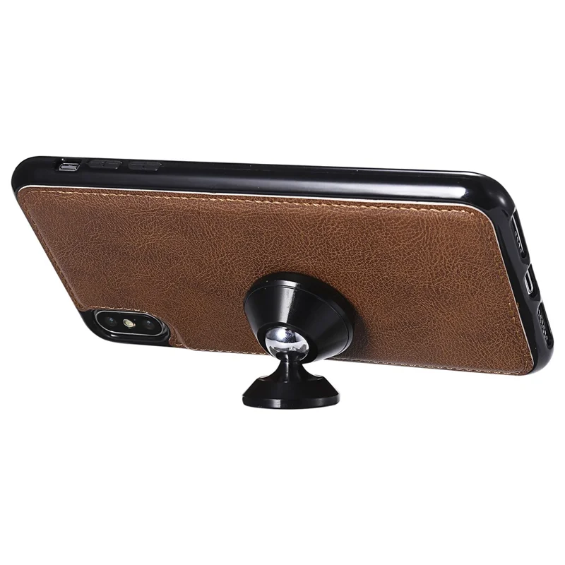 For iPhone XS Max Case 2 in 1 Detachable Magnetic Leather Wallet Mobile Cover with Strap - Brown