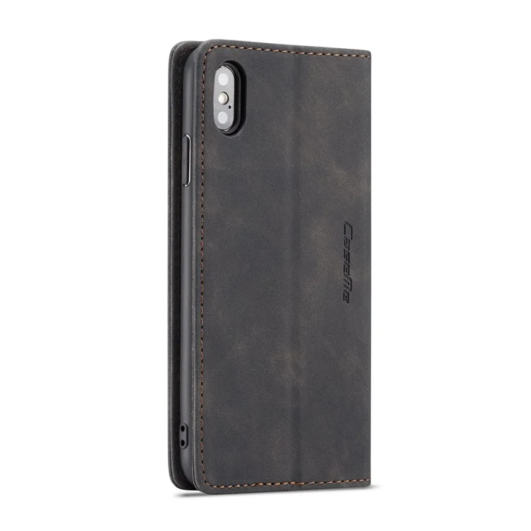 CASEME 013 Series for iPhone XS/X 5.8 inch Retro Flip Leather Phone Case [Auto-absorbed] [Wallet Stand] - Black