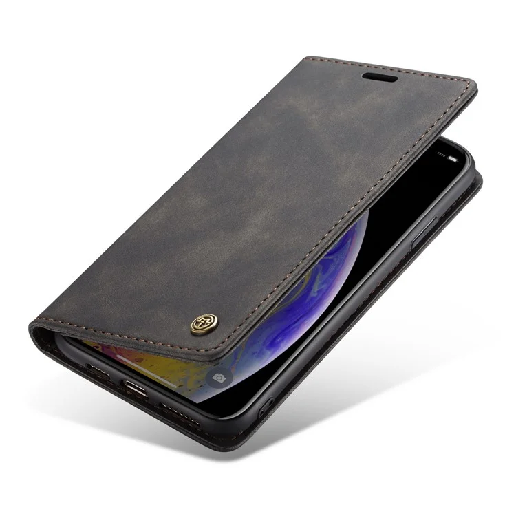 Caseme 013 Series Для Iphone XS/X 5,8 Дюйма Ретро Flip Flip Leather Phone Case [auto-absorbed] [подставка Для Кошелька] - Черный