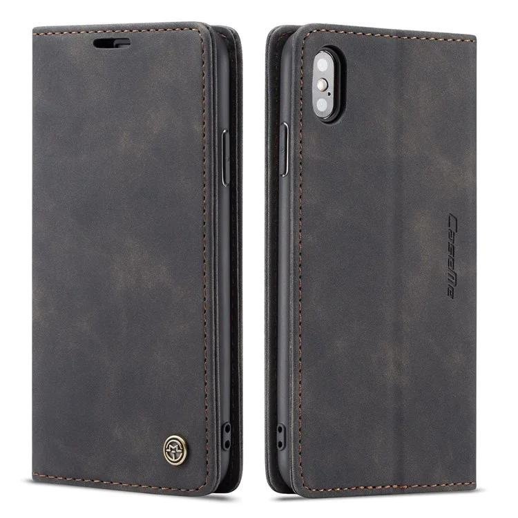 Caseme 013 Series PU Cuero de Cuero Estuche Para Teléfono Para Iphone XS Max 6.5 Pulgadas - Negro