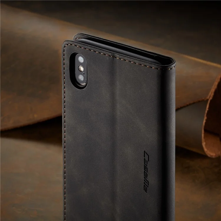 Caseme 013 Series PU Cuero de Cuero Estuche Para Teléfono Para Iphone XS Max 6.5 Pulgadas - Negro