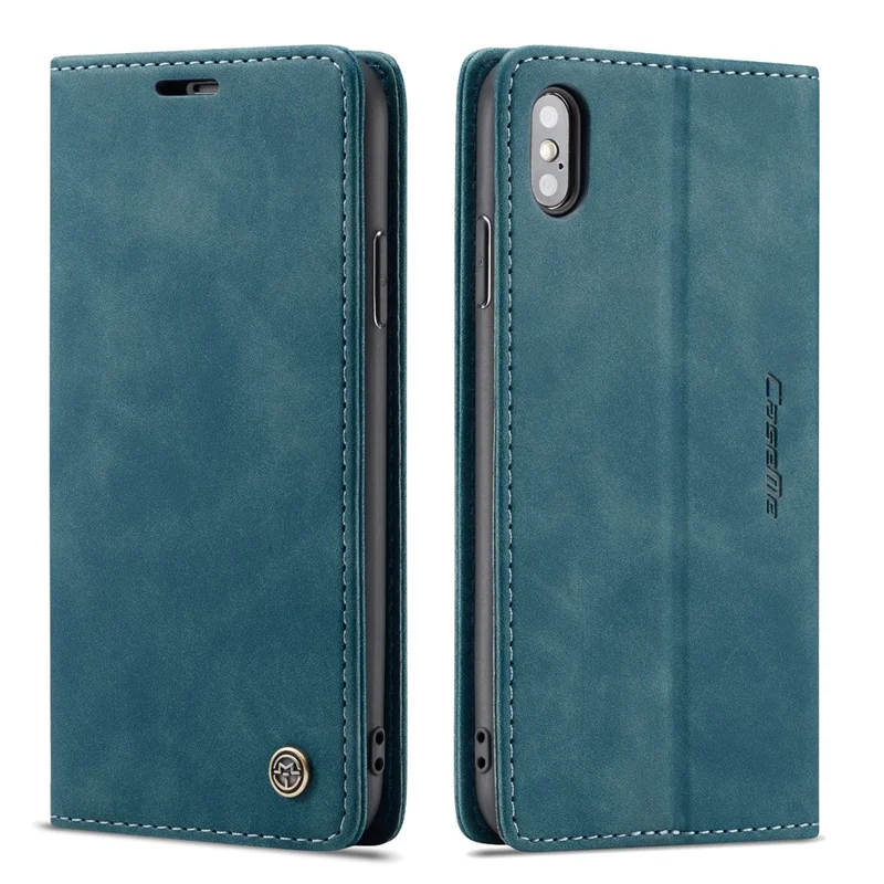CASEME 013 Series PU Leather Wallet Mobile Phone Shell with Stand for iPhone XS Max 6.5 inch - Blue