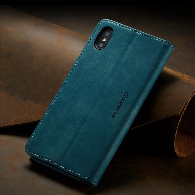 CASEME 013 Series PU Leather Wallet Mobile Phone Shell with Stand for iPhone XS Max 6.5 inch - Blue