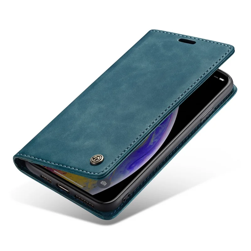 CASEME 013 Series PU Leather Wallet Mobile Phone Shell with Stand for iPhone XS Max 6.5 inch - Blue