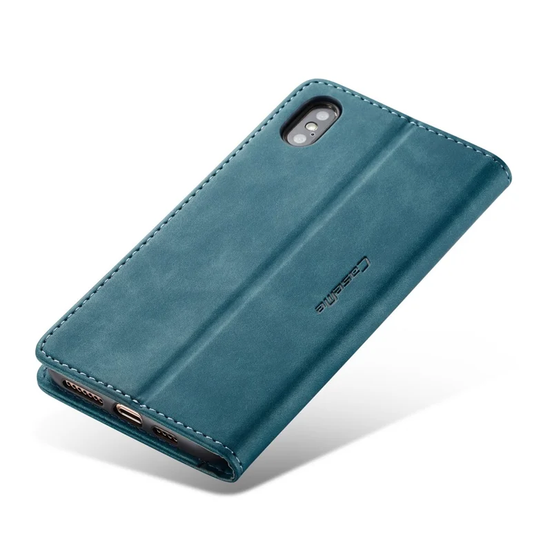 CASEME 013 Series PU Leather Wallet Mobile Phone Shell with Stand for iPhone XS Max 6.5 inch - Blue