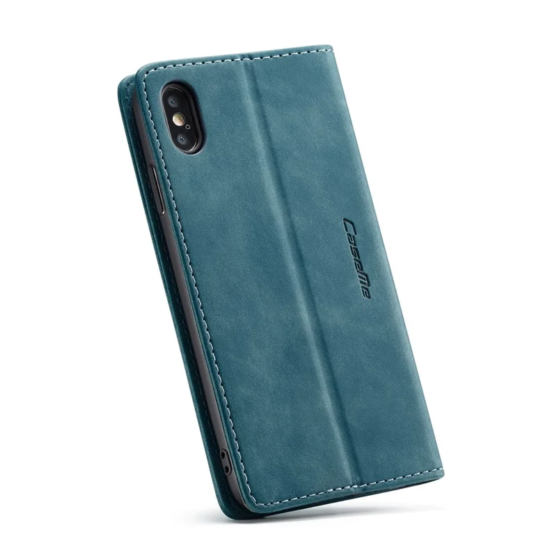 CASEME 013 Series PU Leather Wallet Mobile Phone Shell with Stand for iPhone XS Max 6.5 inch - Blue