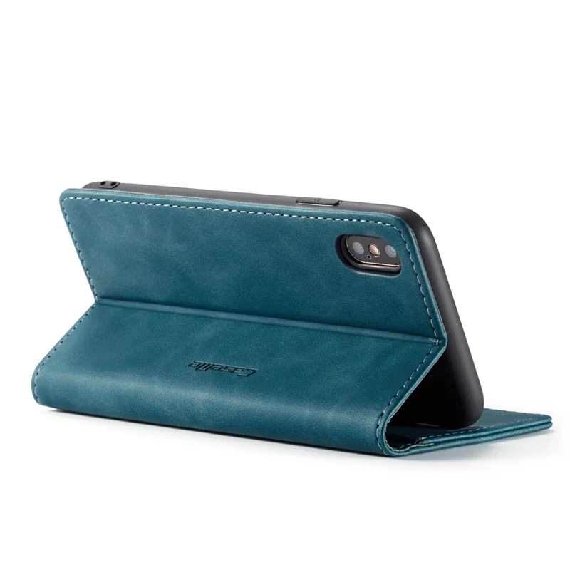 CASEME 013 Series PU Leather Wallet Mobile Phone Shell with Stand for iPhone XS Max 6.5 inch - Blue