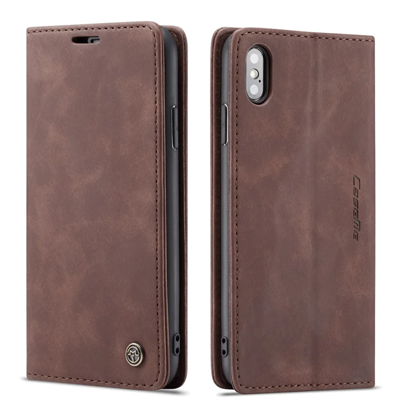 CASEME 013 Series PU Leather Auto-adsorption Phone Casing for iPhone XS Max 6.5 inch - Coffee