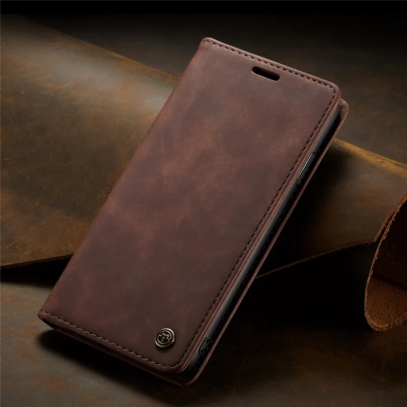 CASEME 013 Series PU Leather Auto-adsorption Phone Casing for iPhone XS Max 6.5 inch - Coffee