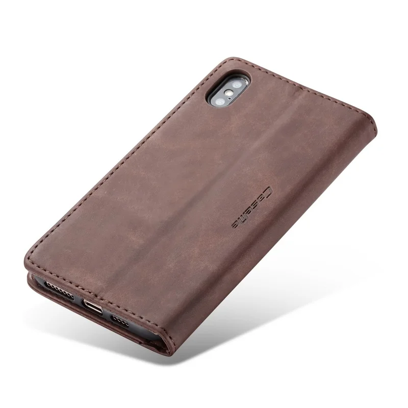 CASEME 013 Series PU Leather Auto-adsorption Phone Casing for iPhone XS Max 6.5 inch - Coffee