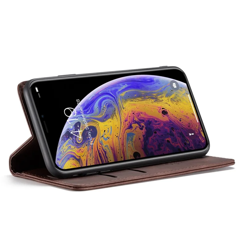 CASEME 013 Series PU Leather Auto-adsorption Phone Casing for iPhone XS Max 6.5 inch - Coffee