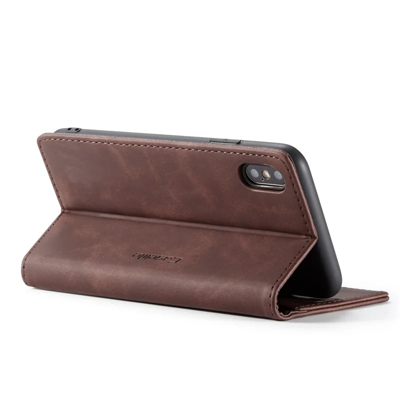 CASEME 013 Series PU Leather Auto-adsorption Phone Casing for iPhone XS Max 6.5 inch - Coffee