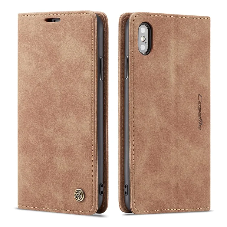 CASEME 013 Series PU Leather Card Holder Phone Case for iPhone XS Max 6.5 inch - Khaki