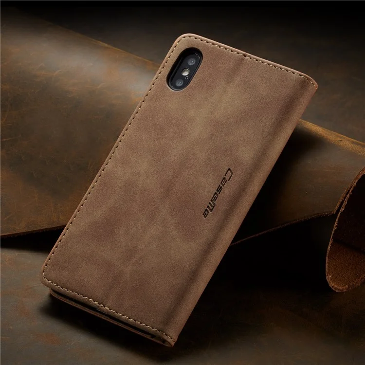 CASEME 013 Series PU Leather Card Holder Phone Case for iPhone XS Max 6.5 inch - Khaki