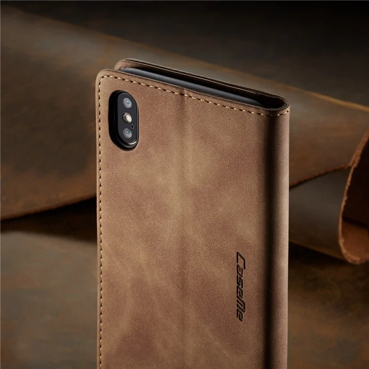 CASEME 013 Series PU Leather Card Holder Phone Case for iPhone XS Max 6.5 inch - Khaki