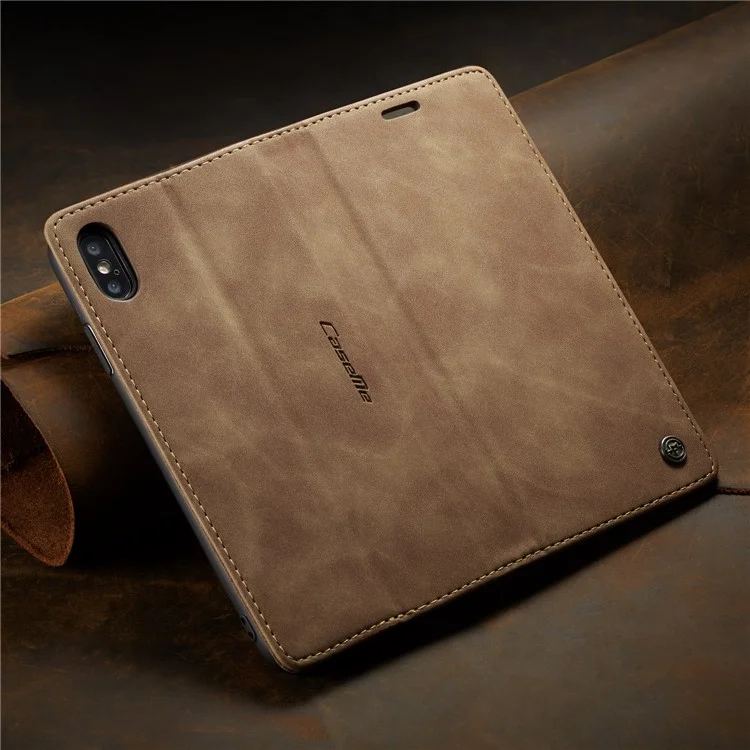 CASEME 013 Series PU Leather Card Holder Phone Case for iPhone XS Max 6.5 inch - Khaki