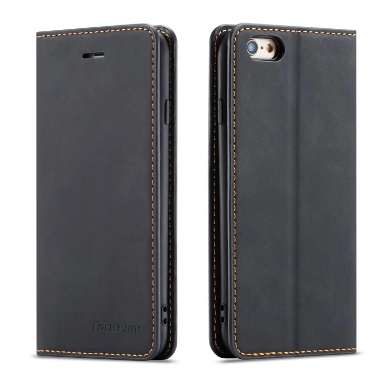 FORWENW Fantasy Series Silky Touch Leather Wallet Case for iPhone 6s/6 - Black