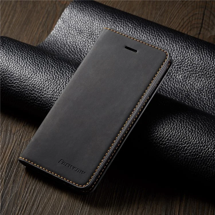 FORWENW Fantasy Series Silky Touch Leather Wallet Case for iPhone 6s/6 - Black