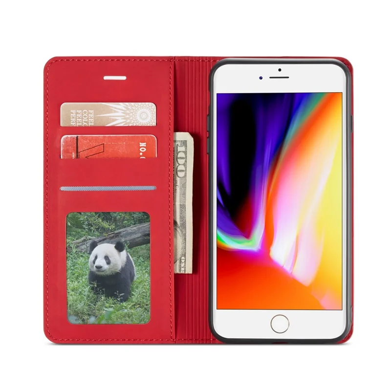 FORWENW Fantasy Series Auto-absorbed Silky Touch Leather Wallet Stand Cover for iPhone 8 Plus / 7 Plus 5.5 inch - Red