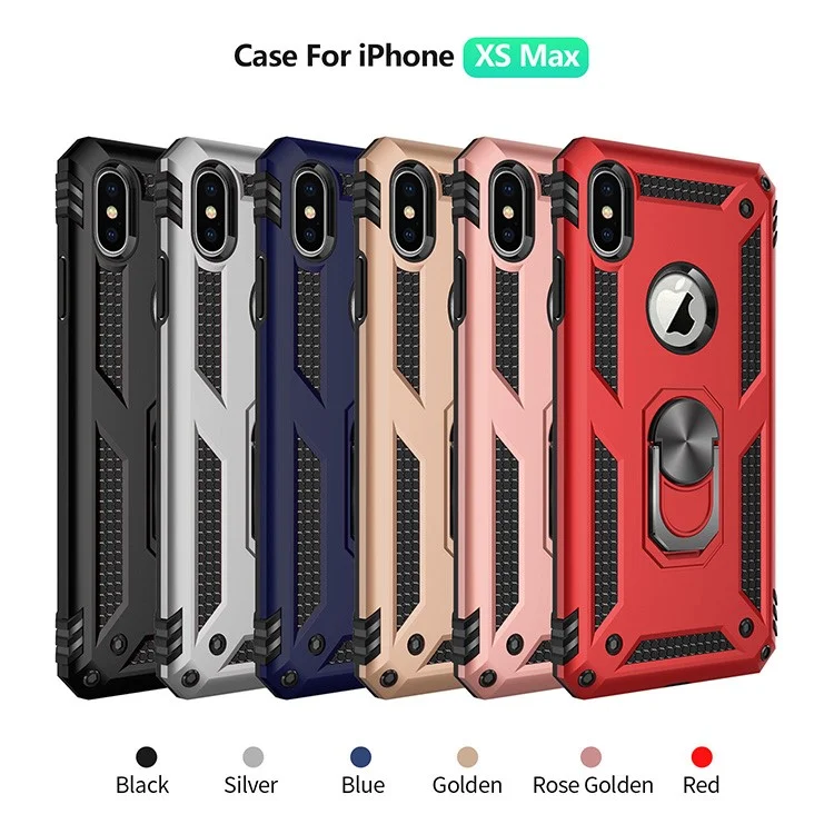 Custodia per telefono Armor PC TPU Hybrid con supporto per iPhone XS Max 6.5 pollici - Nero