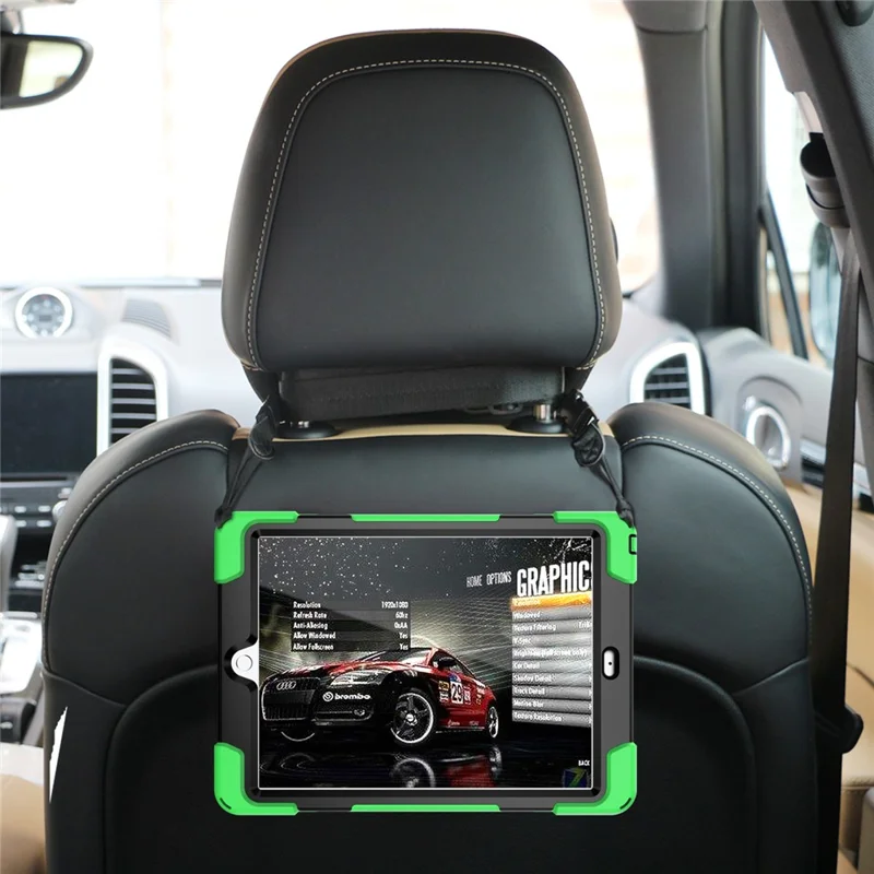 For iPad 9.7-inch (2018) / (2017) [X-Shape] PC + TPU Combo Case / 360 Degree Swivel Kickstand / Hand Strap and Shoulder Strap - Green