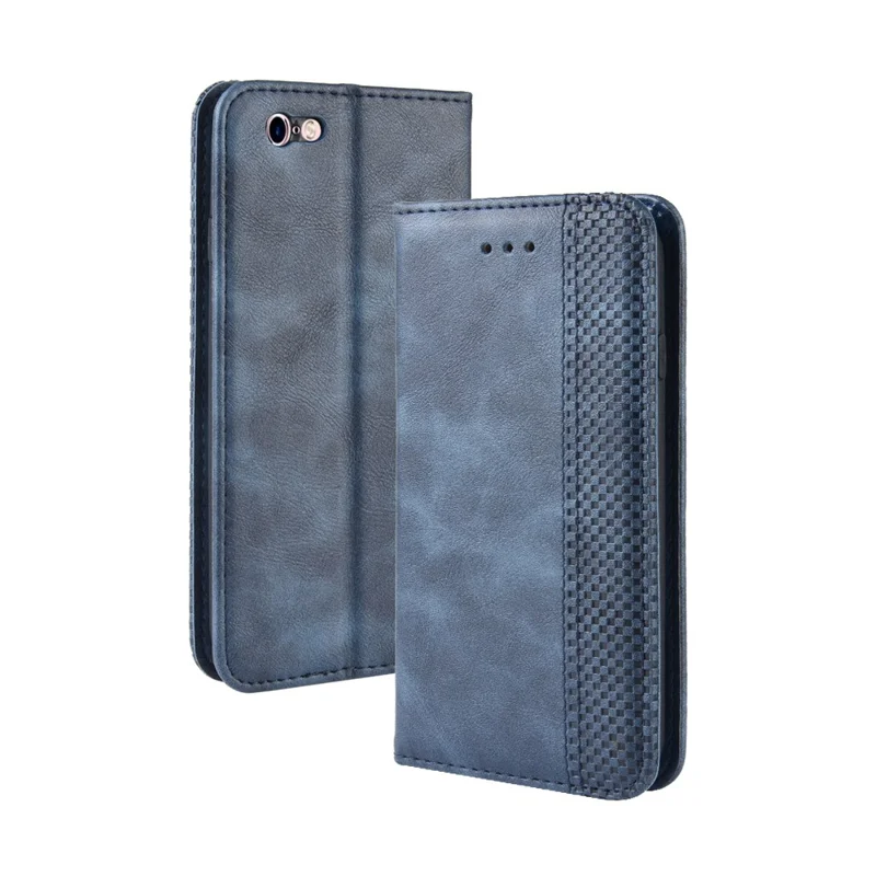 Carpeta De Cuero Vintage De Absorción Automática Para IPhone 6s / 6 4.7 Pulgadas - Azul