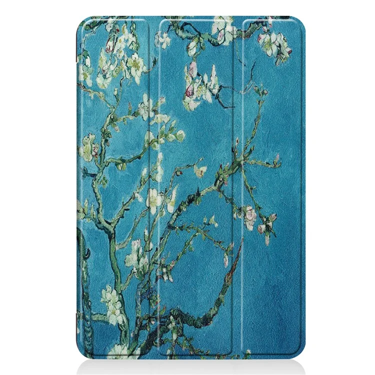 Funda inteligente de piel de poliuretano con estampado a prueba de polvo y soporte plegable de tres pliegues para iPad mini (2019) - Flor de invierno