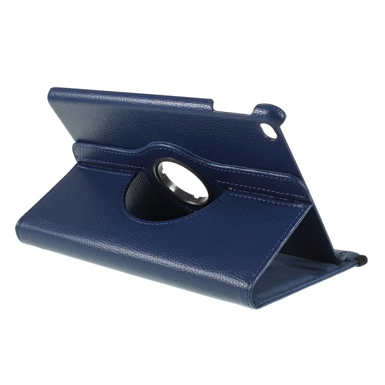 Funda de protección de piel de textura de litchi con soporte para iPad mini (2019) de 7.9 pulgadas - Azul Oscuro