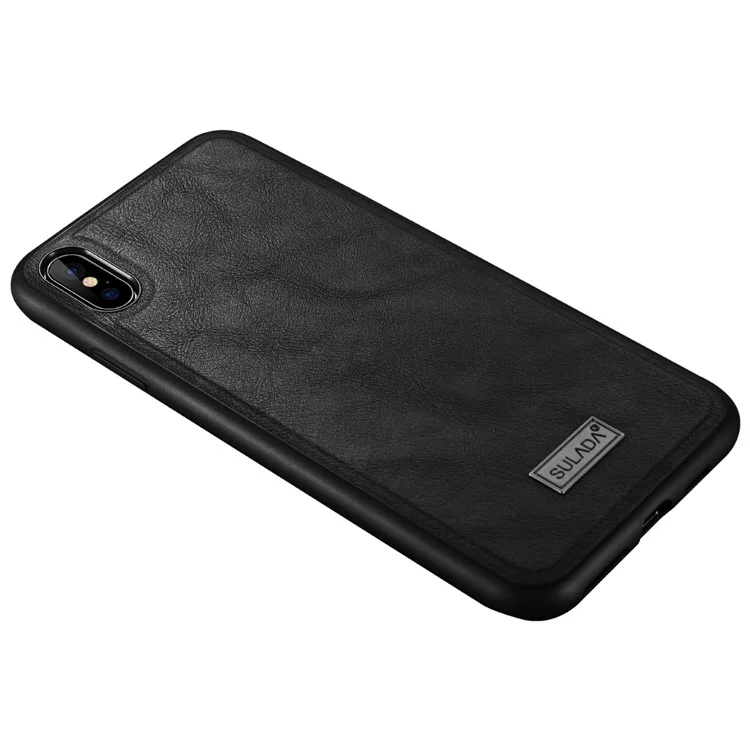 SULADA PU Leather Coated TPU Case for iPhone XS / X 5.8 inch - Black