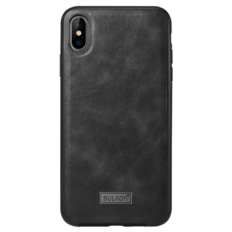 Case TPU Recubierta de Cuero Sulada PU Para Iphone xs / X 5.8 Pulgadas - Negro