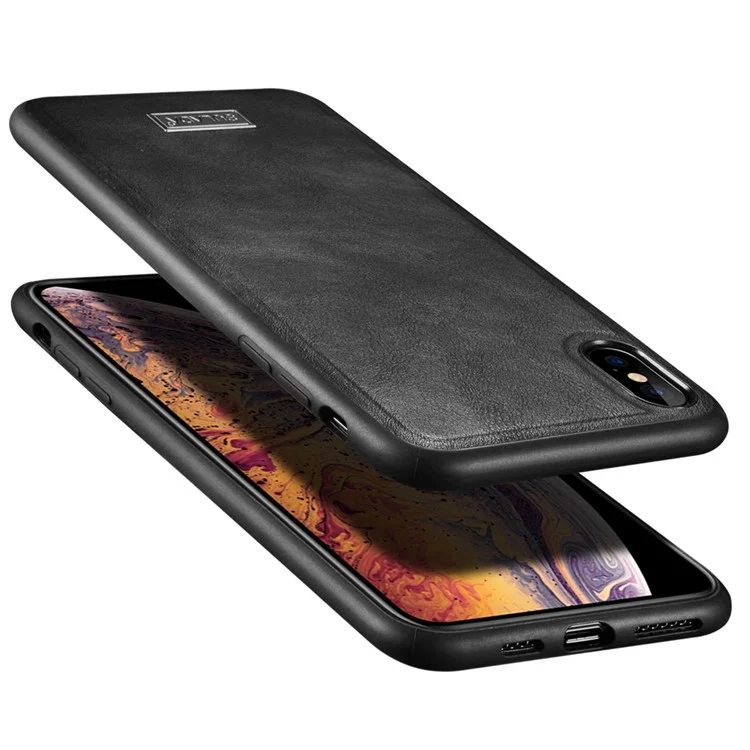 SULADA PU Leather Coated TPU Case for iPhone XS / X 5.8 inch - Black