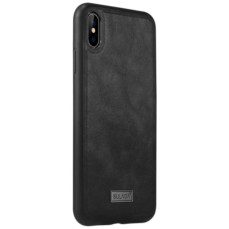 SULADA PU Leather Coated TPU Case for iPhone XS / X 5.8 inch - Black