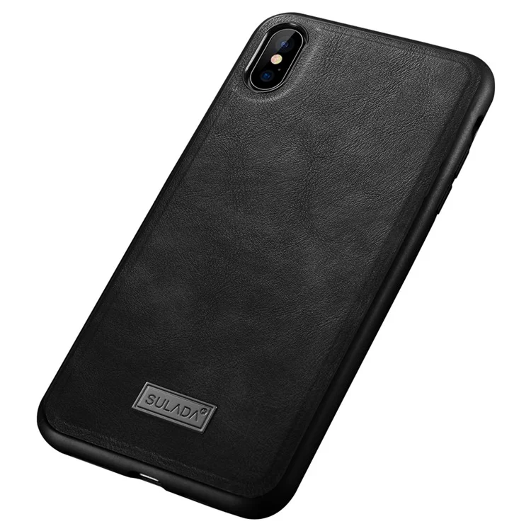 SULADA PU Leather Coated TPU Case for iPhone XS / X 5.8 inch - Black