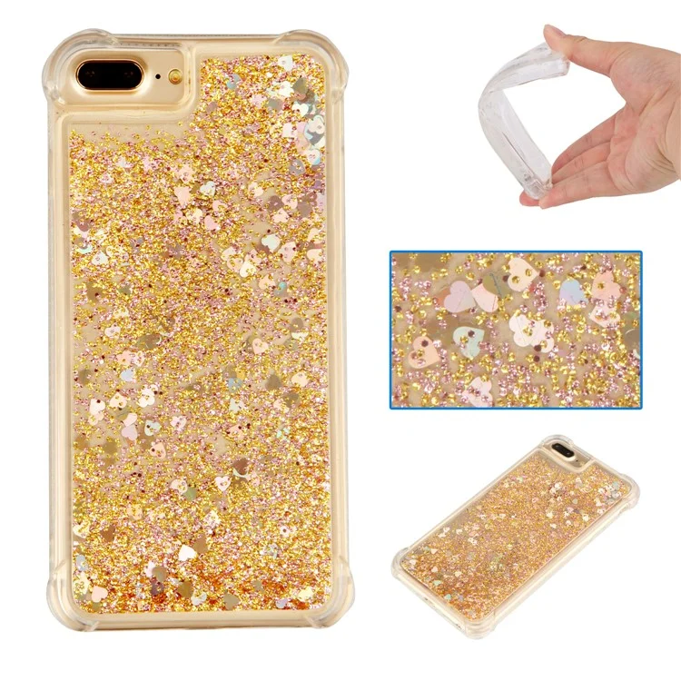 Capa Traseira de TPU Absorvente de Choque Dinâmico Quicksand para iPhone 8 Plus/7 Plus/6s Plus/6 Plus 5.5 polegadas - Ouro