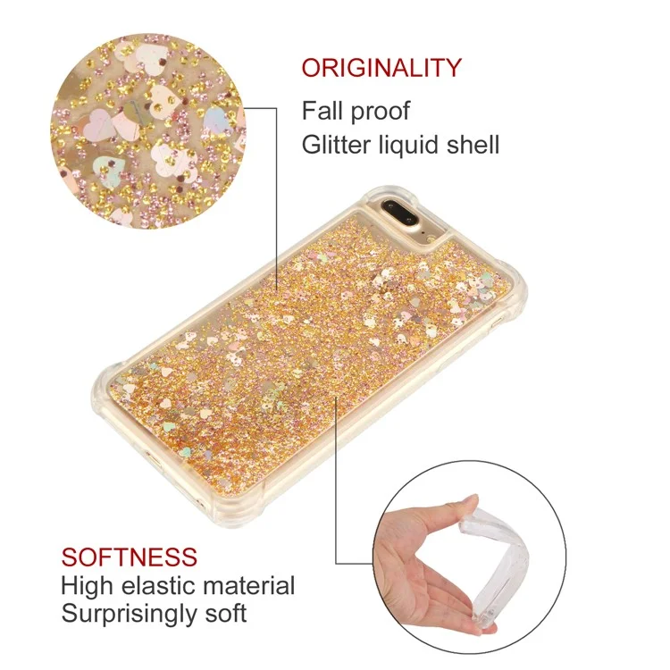 Capa Traseira de TPU Absorvente de Choque Dinâmico Quicksand para iPhone 8 Plus/7 Plus/6s Plus/6 Plus 5.5 polegadas - Ouro