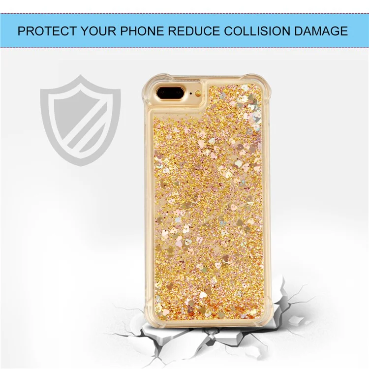 Capa Traseira de TPU Absorvente de Choque Dinâmico Quicksand para iPhone 8 Plus/7 Plus/6s Plus/6 Plus 5.5 polegadas - Ouro