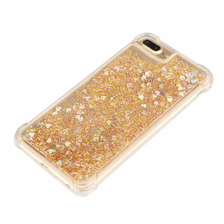 Capa Traseira de TPU Absorvente de Choque Dinâmico Quicksand para iPhone 8 Plus/7 Plus/6s Plus/6 Plus 5.5 polegadas - Ouro