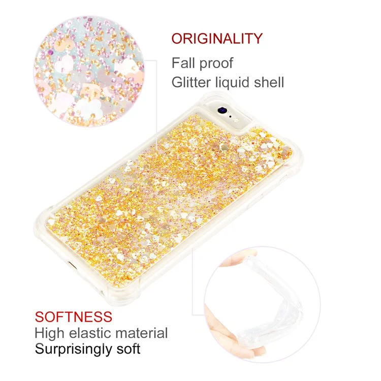 Coque de protection pour téléphone Dynamic Quicksand Shock-absorbing TPU pour iPhone 8/7/SE (2020)/SE (2022) 4,7 pouces - Or