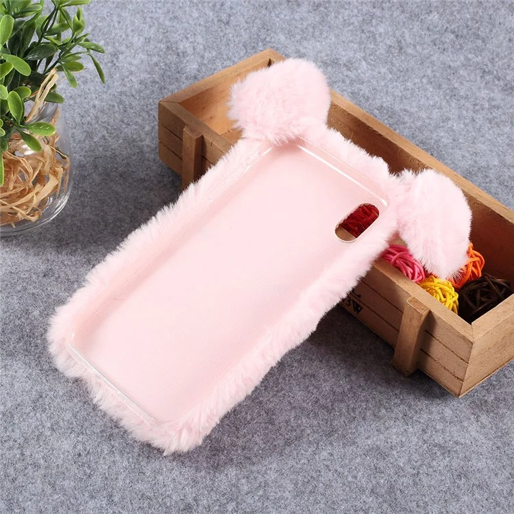 3D Cute Pig Pattern Soft Fur Coated Rhinestone TPU Cover for iPhone XS/X5.8 inch - Pink