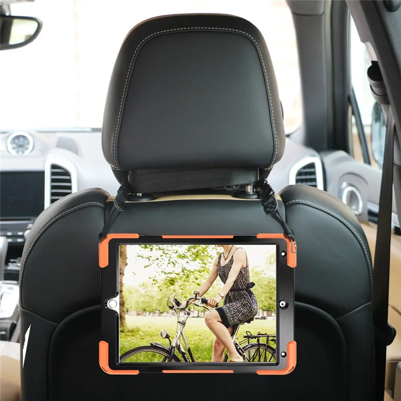 For iPad Air 10.5 inch (2019) [X-Shape] PC + TPU Combo 360 Degree Swivel Kickstand Case with Hand Strap and Shoulder Strap - Orange