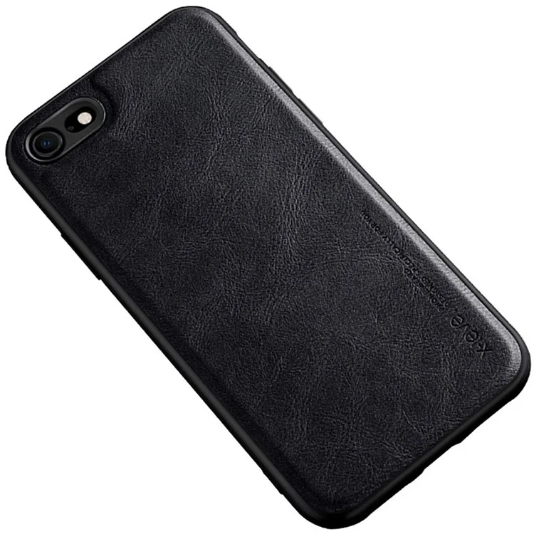 Case de Portada de Teléfono TPU Recubierto de Cuero PU de Nivel x Para Iphone 8/7/SE (2020)/SE (2022) - Negro