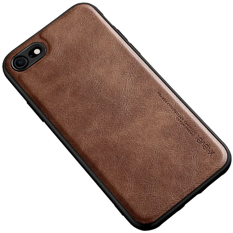 Capa de Telefone Com Revestimento de Couro PU de Nível x Para Iphone 8/7/SE (2020)/SE (2022) - Castanho