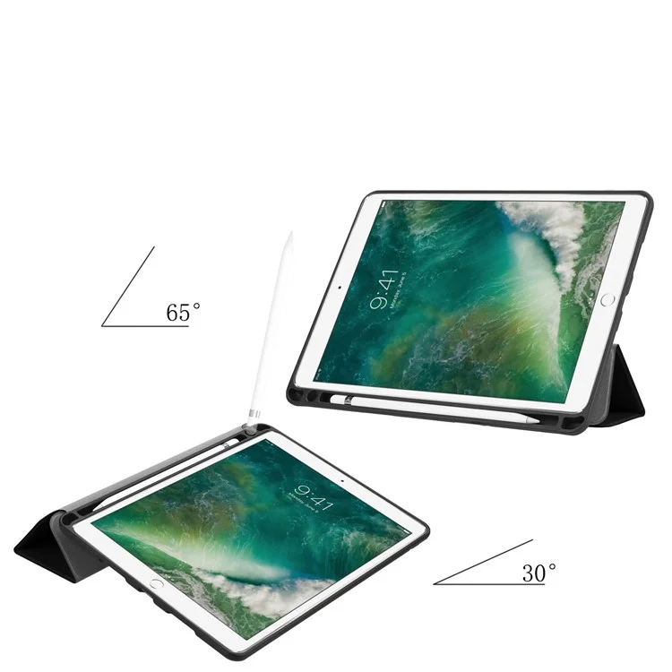 Tri-fold Stand PU Leather Smart Case Con Slot a Penna Per Ipad Air 10.5 (2019) / Pro 10,5 Pollici (2017) - Nero